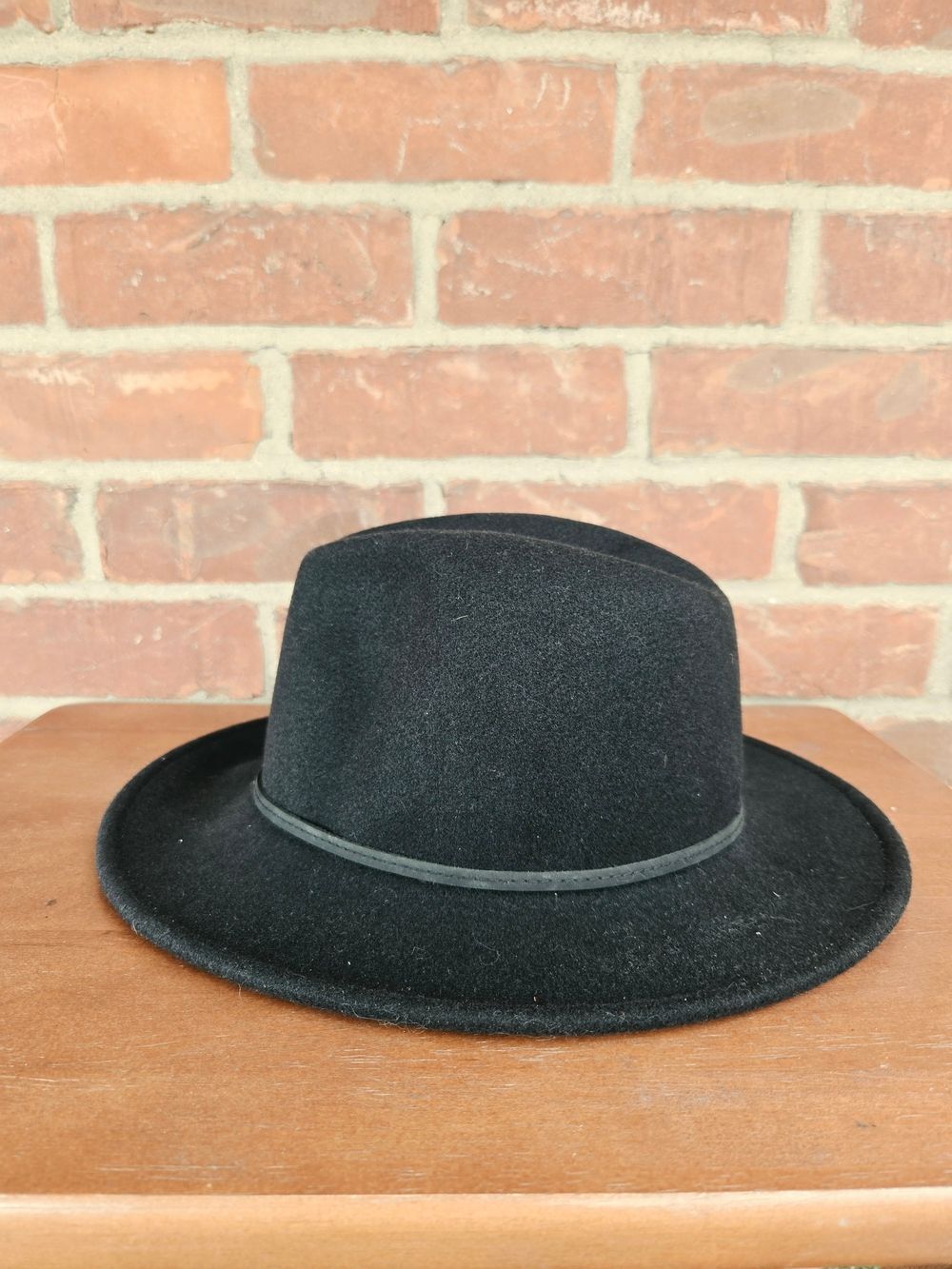 Scala Black Wool Fedora Hat S / M Women's Classic Wide Brim Dress
